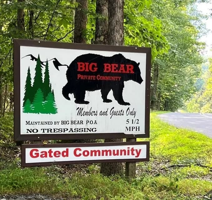Big Bear Private Community entrance sign